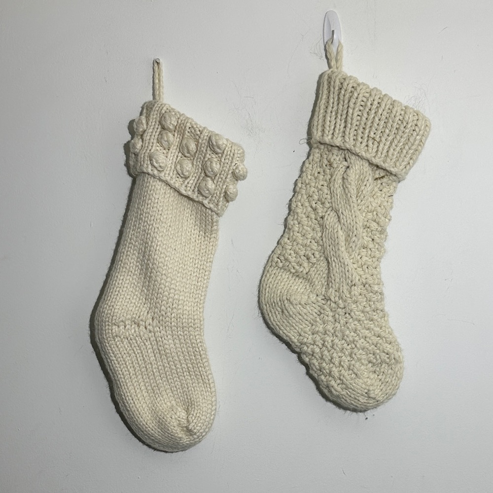 Charming Cream Knit Holiday Stockings